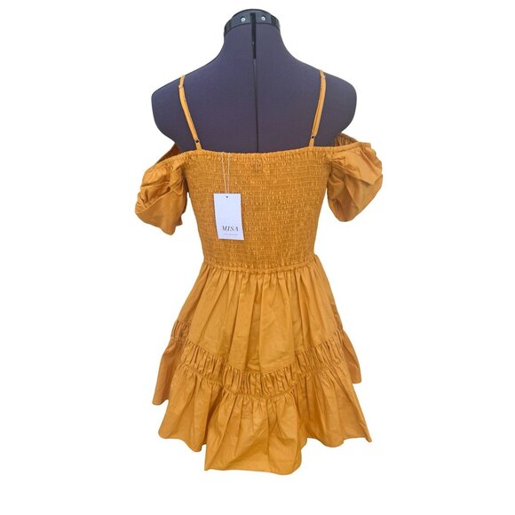 NWT Misa Los Angeles Rubina Mini Dress Marigold Off-Shoulder Size M - Picture 4 of 7